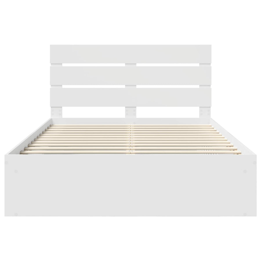 Bedframe met hoofdeinde Wit 140 x 190 cm Massief grenenhout