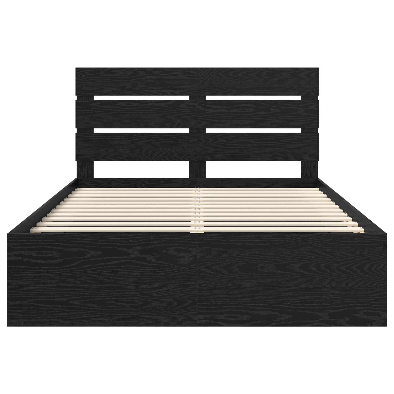 Bedframe met hoofdeinde Zwart 140 x 190 cm Massief grenenhout