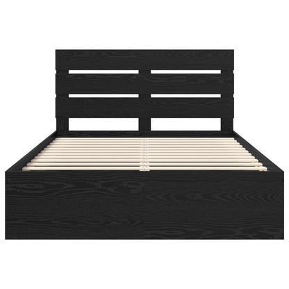 Bedframe met hoofdeinde Zwart 140 x 190 cm Massief grenenhout