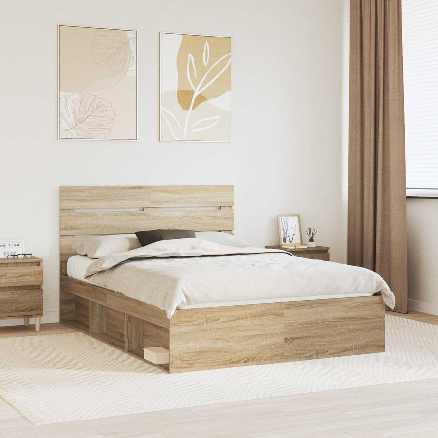 Bedframe met hoofdeinde Sonoma 140 x 190 cm Massief grenenhout