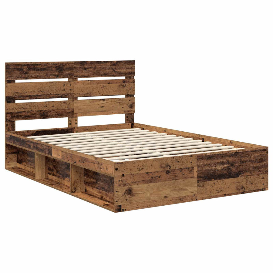 Bedframe met hoofdeinde Oudhout 140 x 190 cm Massief grenenhout