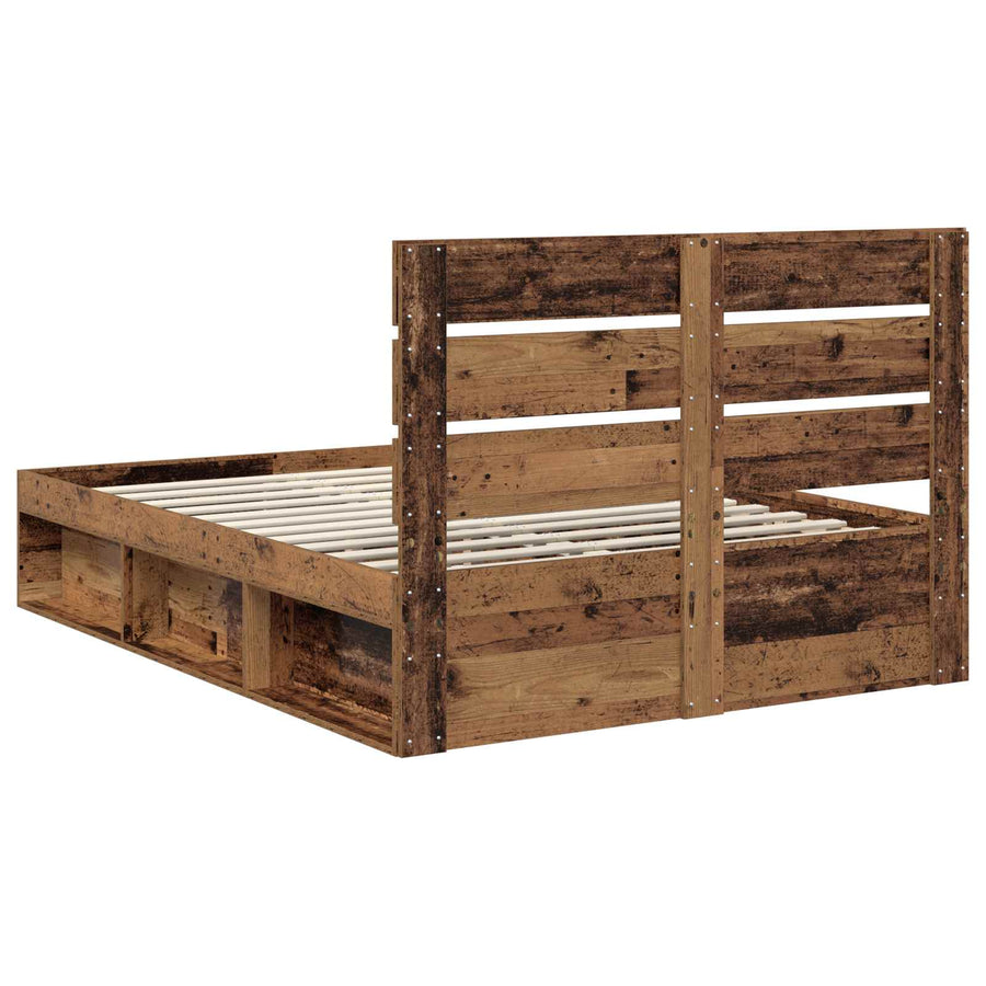 Bedframe met hoofdeinde Oudhout 140 x 190 cm Massief grenenhout