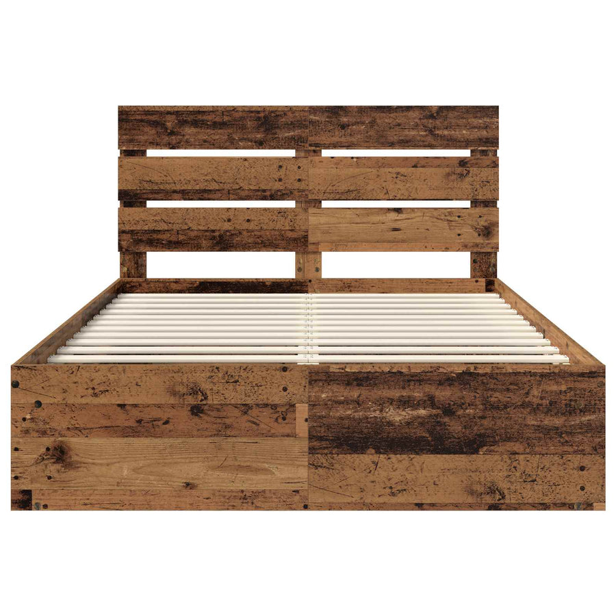 Bedframe met hoofdeinde Oudhout 140 x 190 cm Massief grenenhout