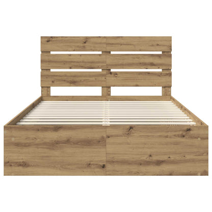 Bedframe Ambachtelijk eiken 140 x 190 cm Massief grenenhout