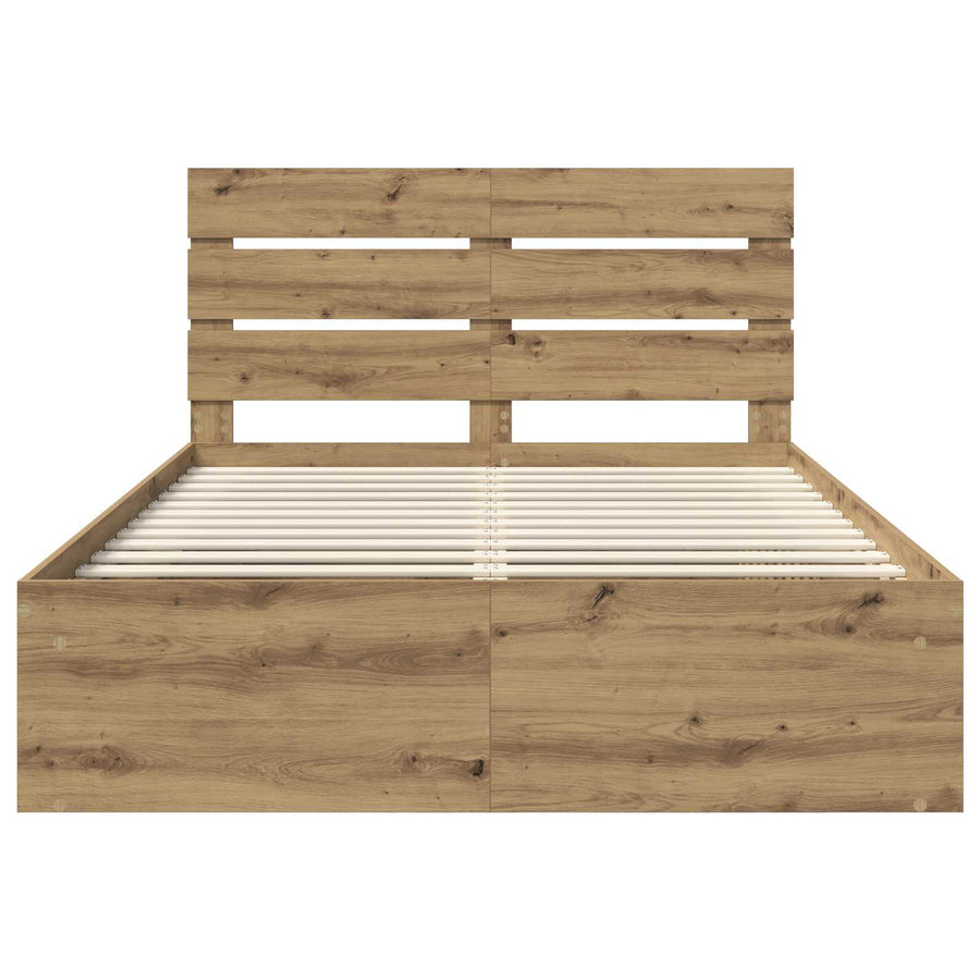 Bedframe Ambachtelijk eiken 140 x 190 cm Massief grenenhout