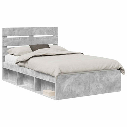 Bedframe Concerte Grijs 135 x 190 cm Massief grenenhout