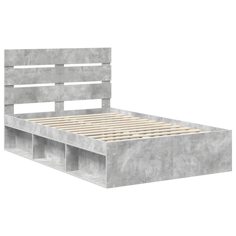 Bedframe Concerte Grijs 135 x 190 cm Massief grenenhout