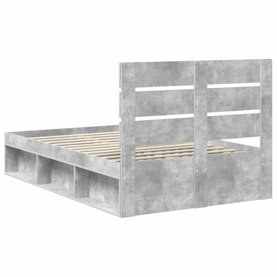 Bedframe Concerte Grijs 135 x 190 cm Massief grenenhout