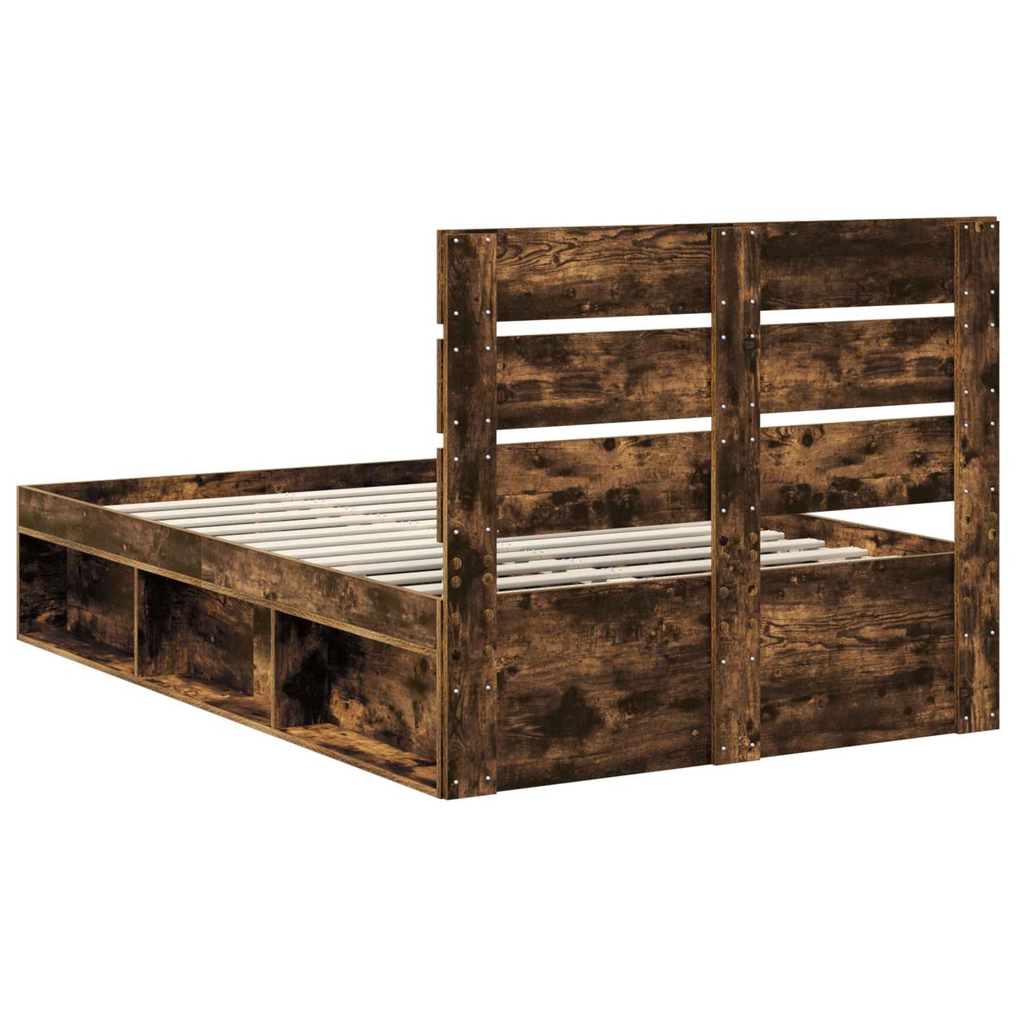 Bedframe Gerookt eiken 135 x 190 cm Massief grenenhout
