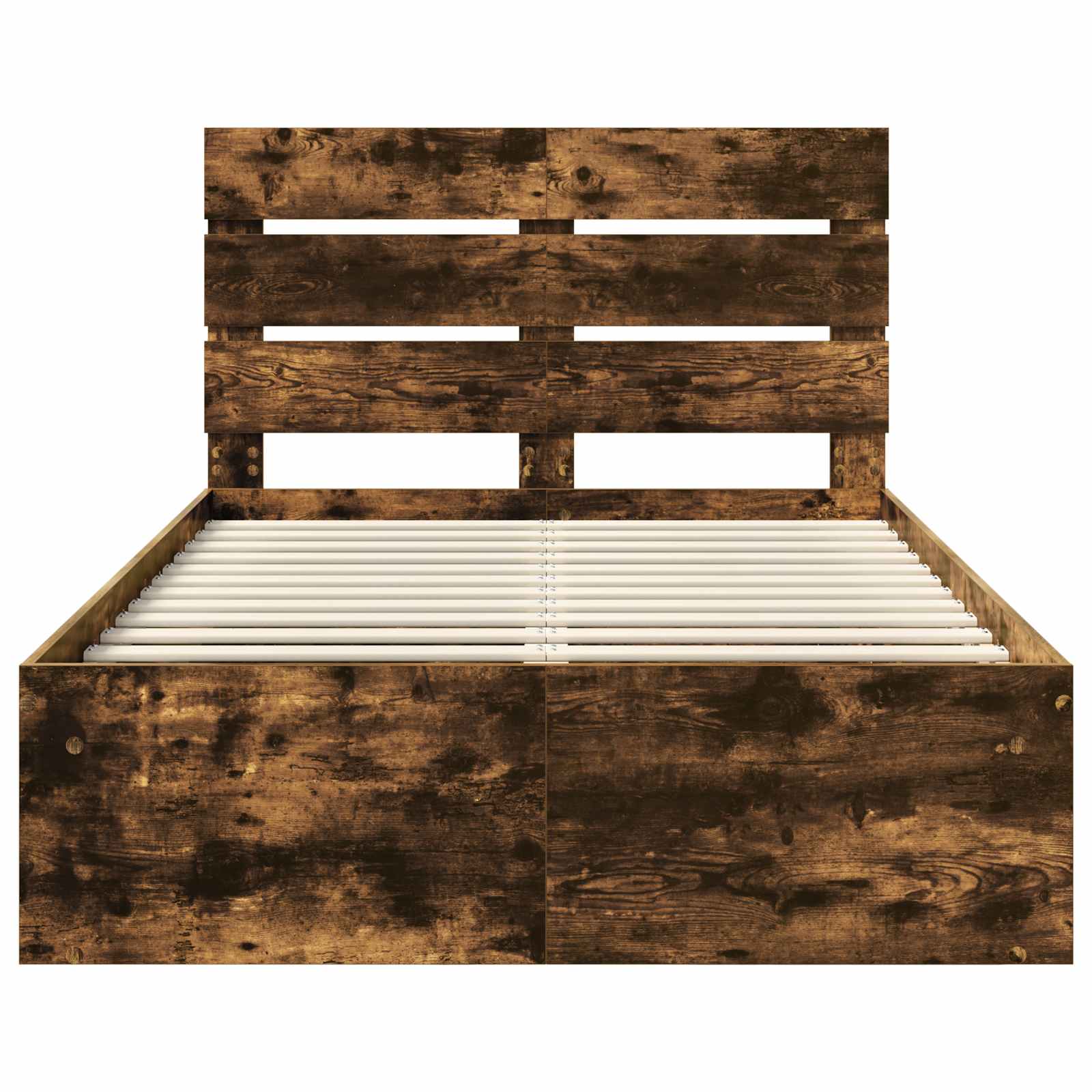 Bedframe Gerookt eiken 135 x 190 cm Massief grenenhout