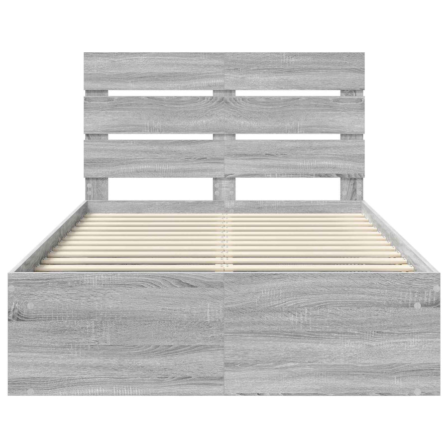 Bedframe Grijs Sonoma 135 x 190 cm Massief grenenhout