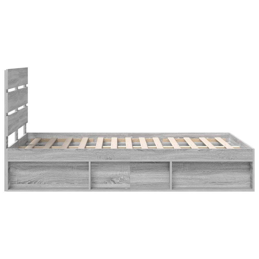 Bedframe Grijs Sonoma 135 x 190 cm Massief grenenhout