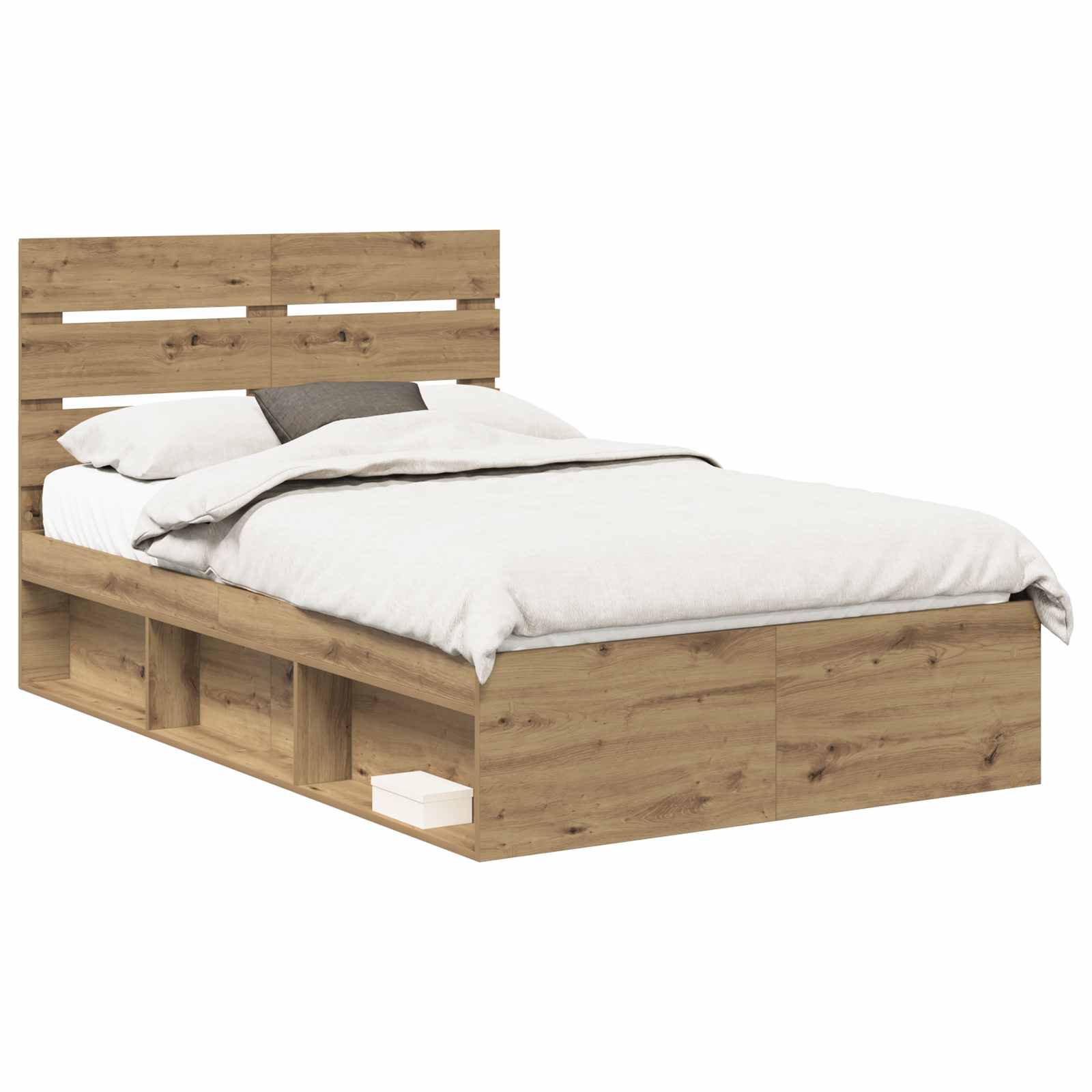 Bedframe Ambachtelijk eiken 135 x 190 cm Massief grenenhout