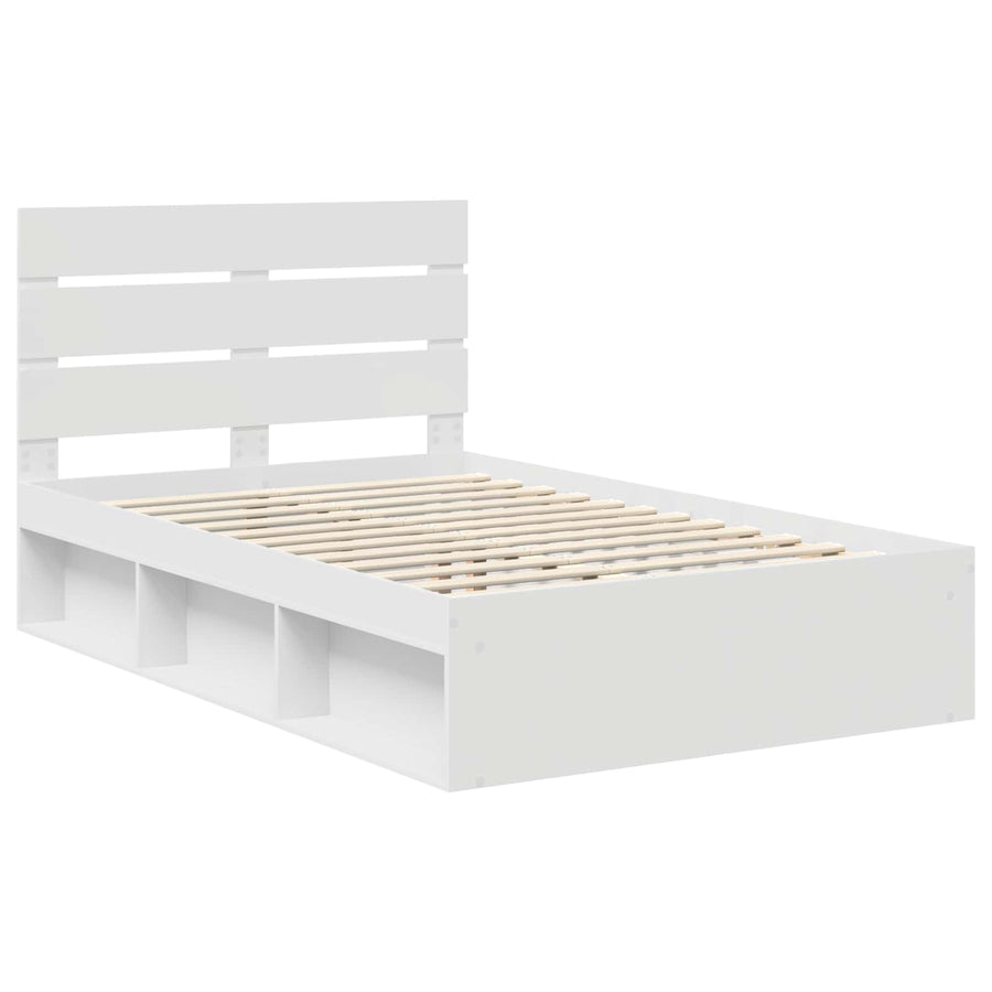 Bedframe met hoofdeinde Wit 120 x 200 cm Massief grenenhout