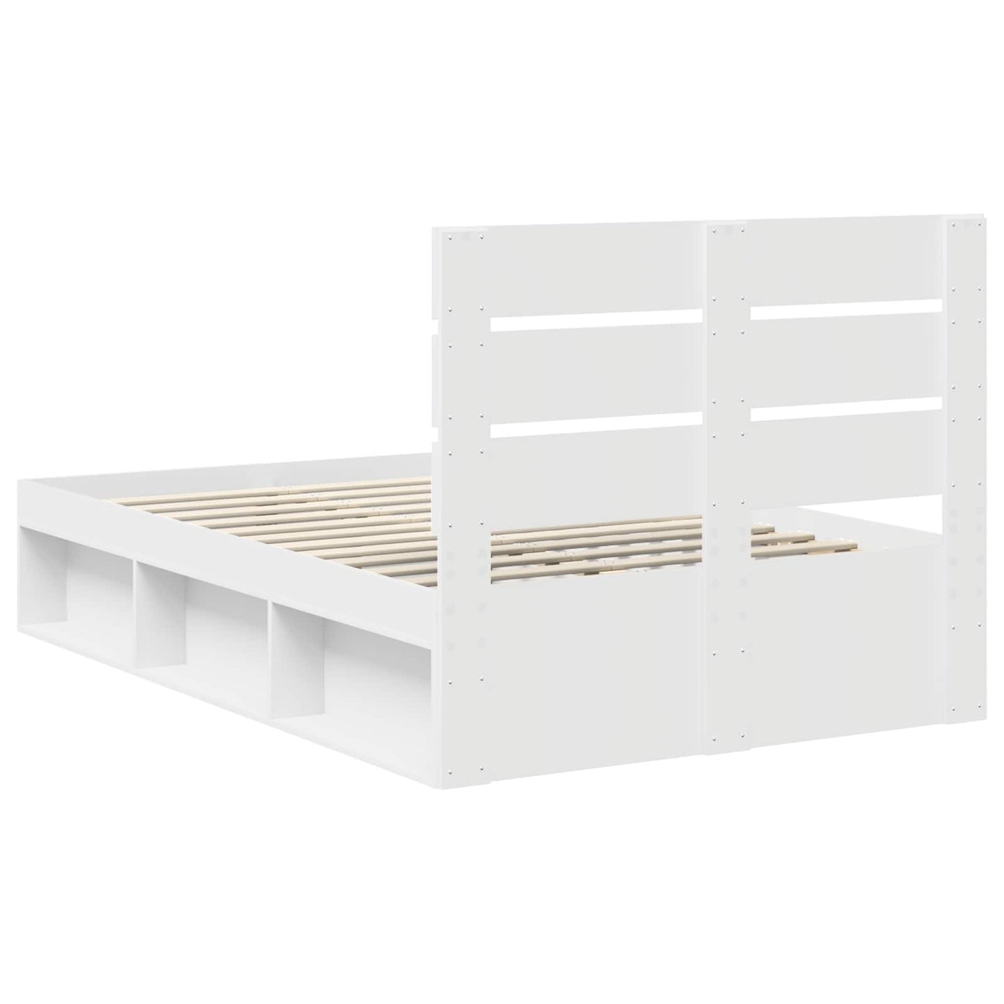 Bedframe met hoofdeinde Wit 120 x 200 cm Massief grenenhout