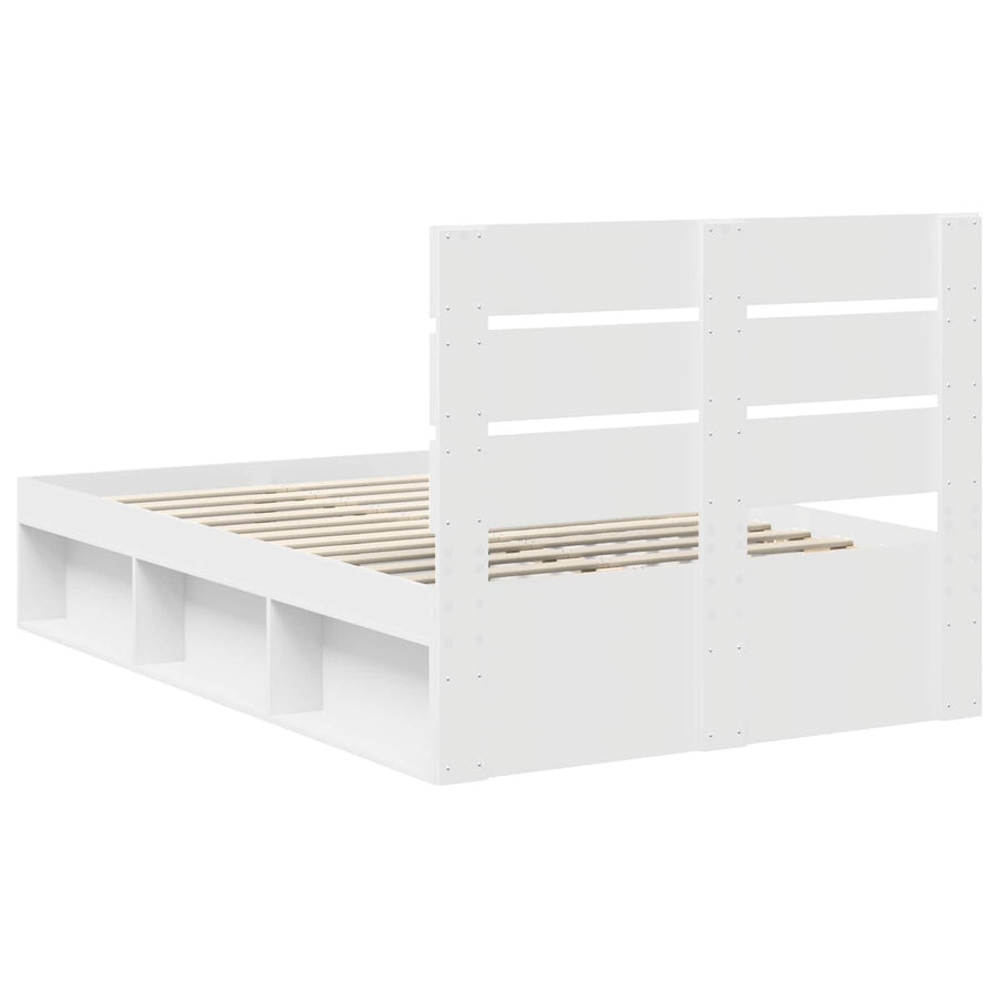 Bedframe met hoofdeinde Wit 120 x 200 cm Massief grenenhout