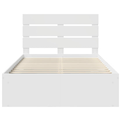 Bedframe met hoofdeinde Wit 120 x 200 cm Massief grenenhout
