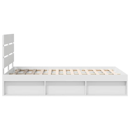 Bedframe met hoofdeinde Wit 120 x 200 cm Massief grenenhout