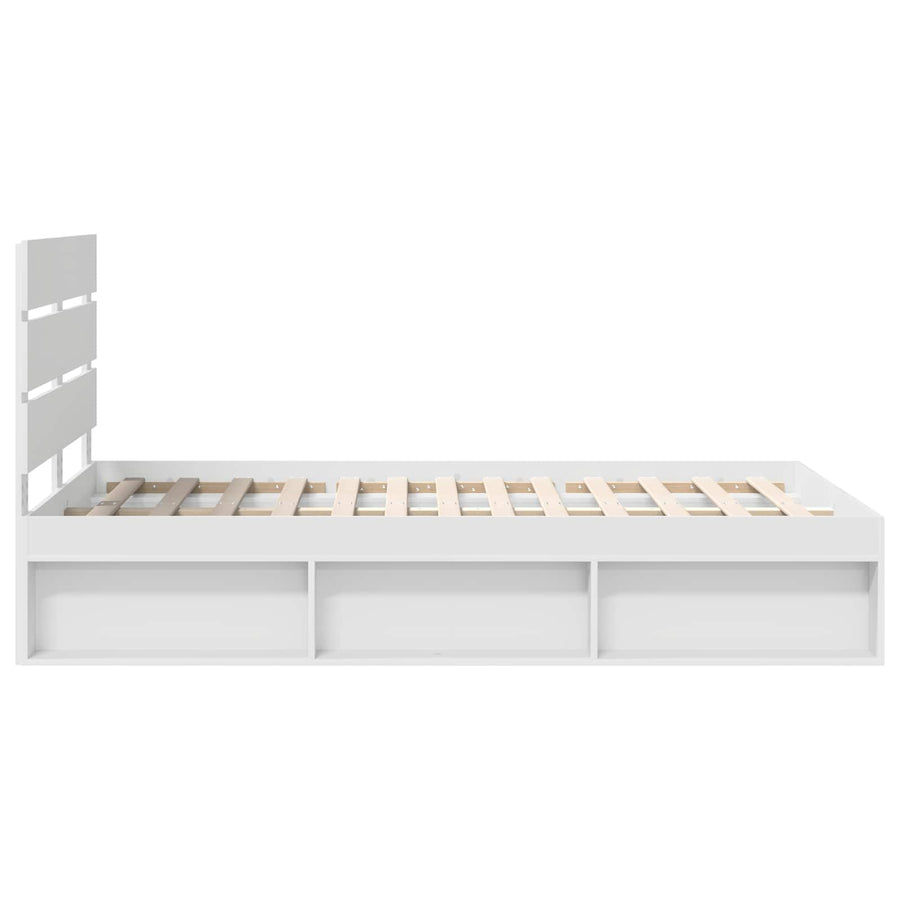 Bedframe met hoofdeinde Wit 120 x 200 cm Massief grenenhout