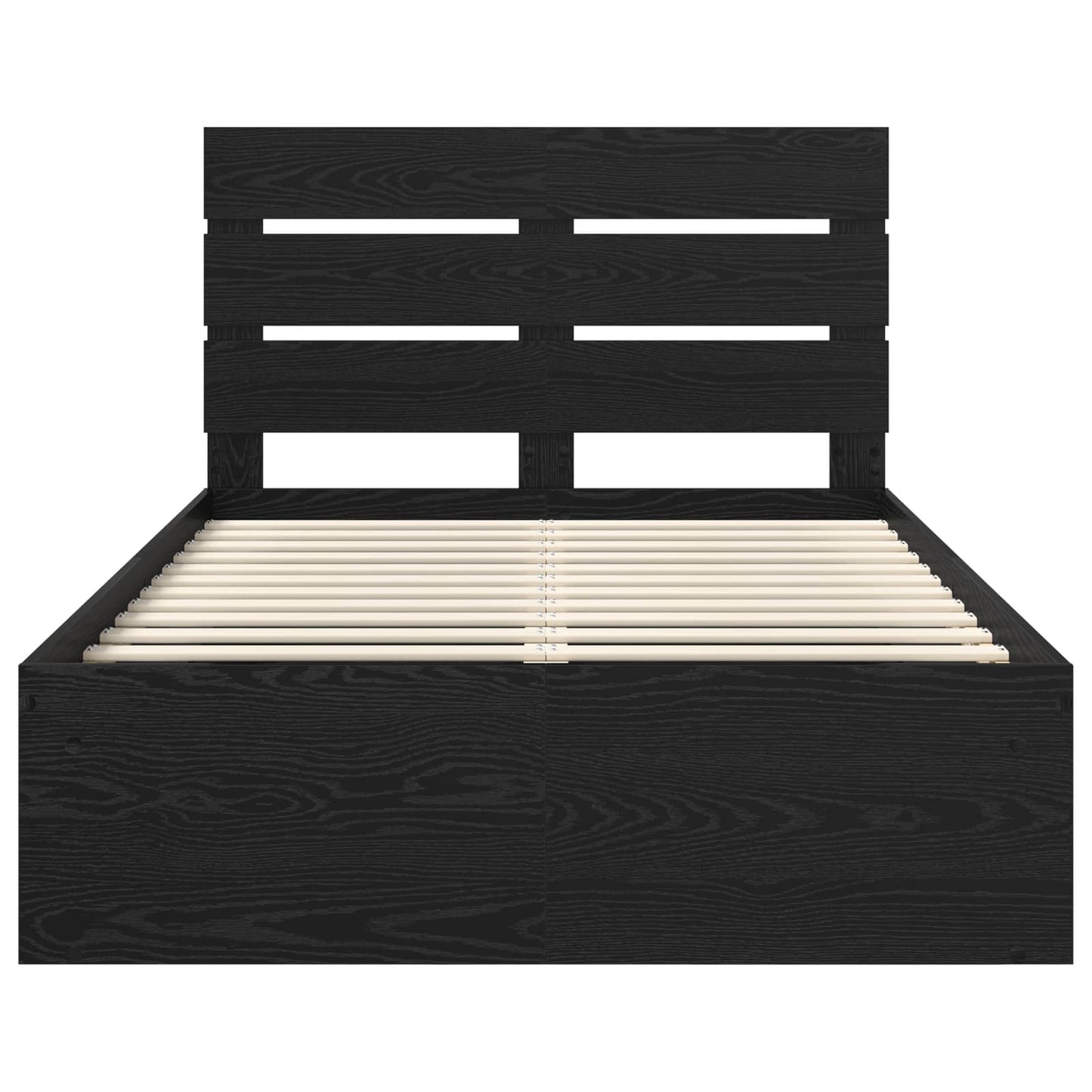 Bedframe met hoofdeinde Zwart 120 x 200 cm Massief grenenhout