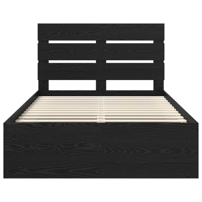 Bedframe met hoofdeinde Zwart 120 x 200 cm Massief grenenhout