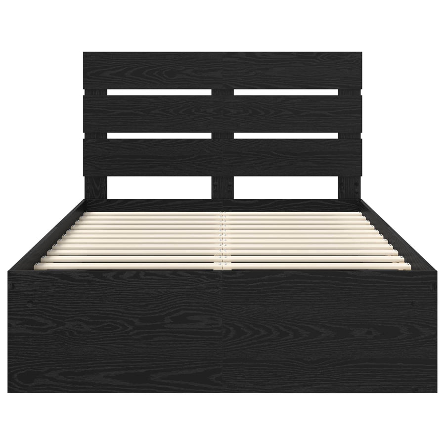 Bedframe met hoofdeinde Zwart 120 x 200 cm Massief grenenhout
