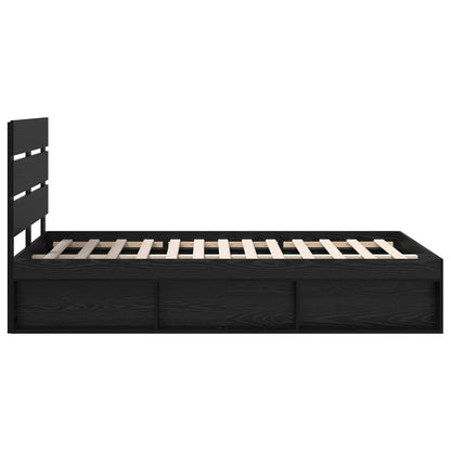 Bedframe met hoofdeinde Zwart 120 x 200 cm Massief grenenhout