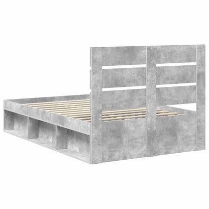 Bedframe met hoofdeinde Beton 120 x 200 cm Massief grenenhout