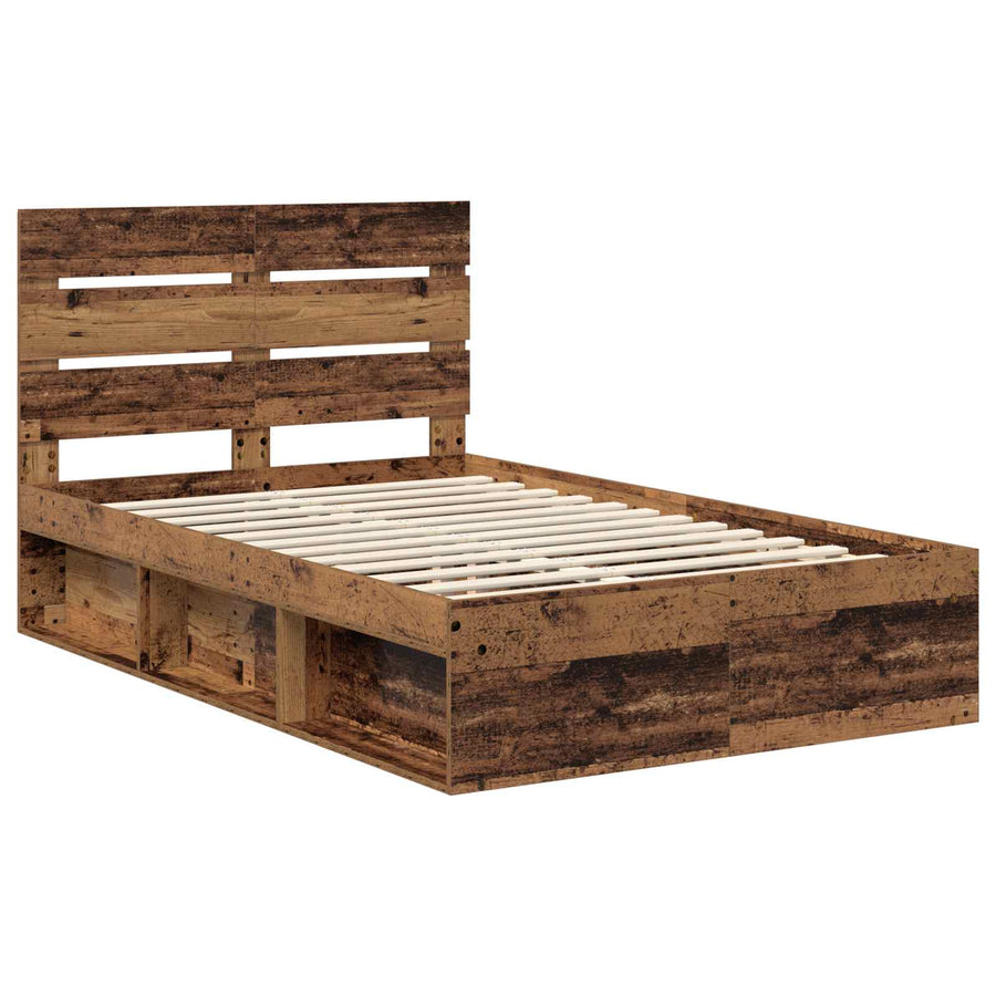 Bedframe met hoofdeinde Oudhout 120 x 200 cm Massief grenenhout