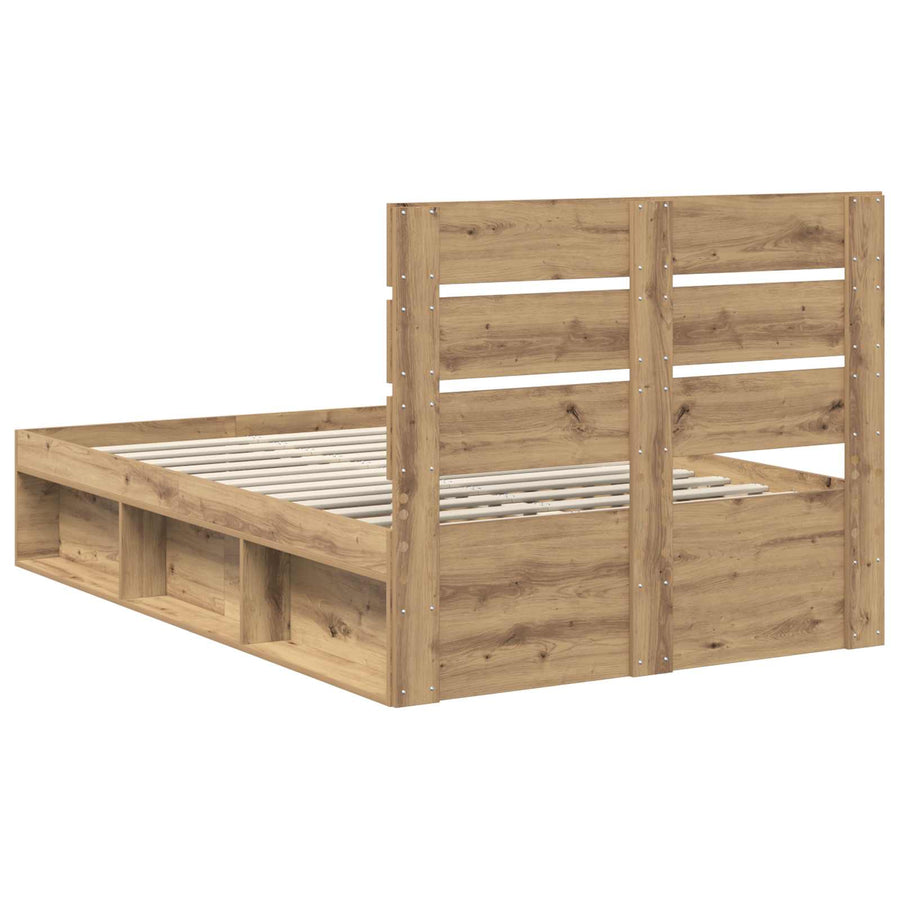 Bedframe Ambachtelijk eiken 120 x 200 cm Massief grenenhout