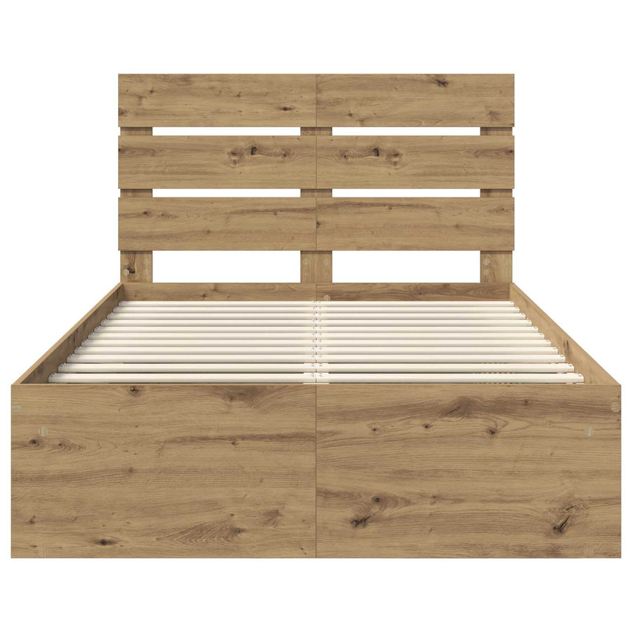 Bedframe Ambachtelijk eiken 120 x 200 cm Massief grenenhout