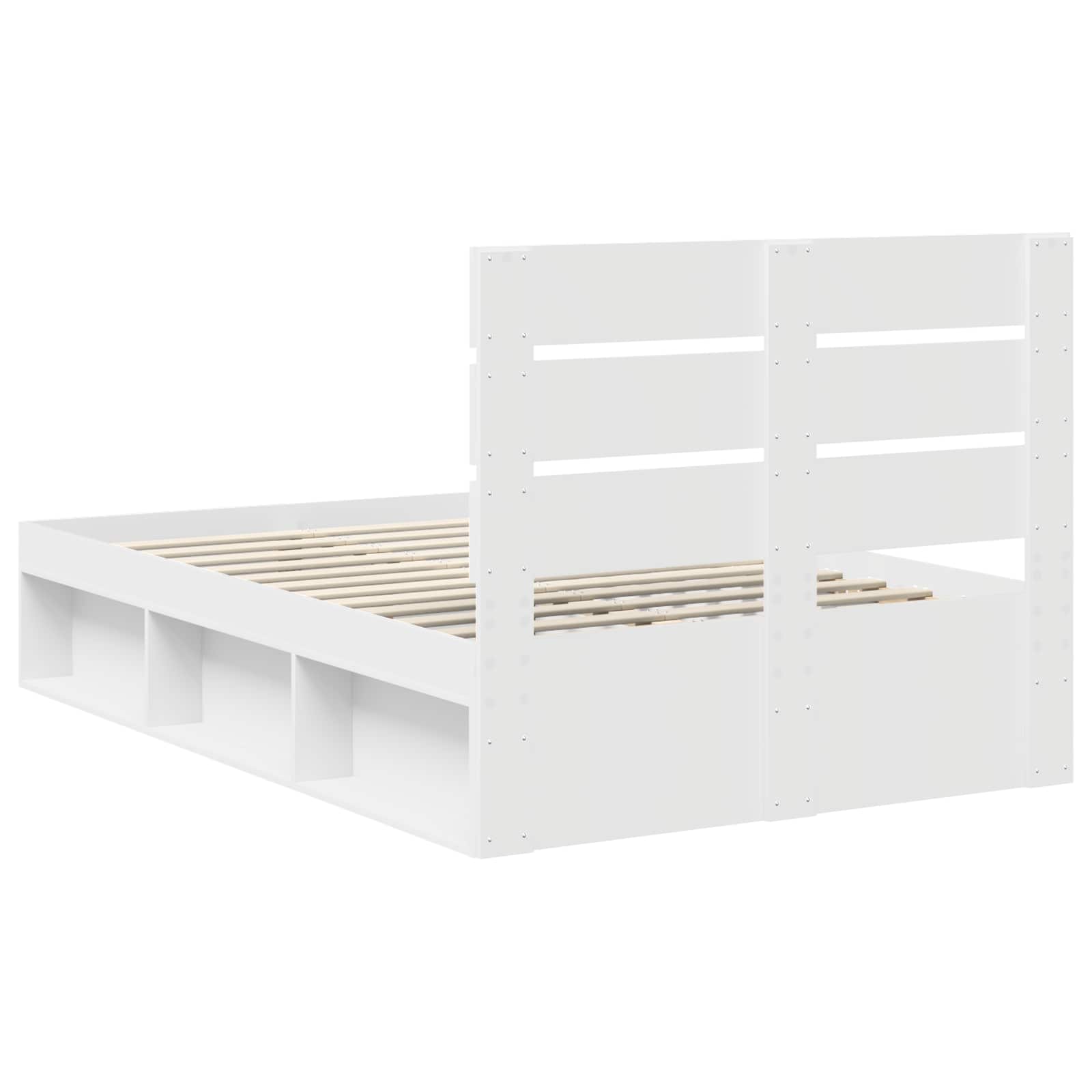 Bedframe met hoofdeinde Wit 120 x 190 cm Massief grenenhout