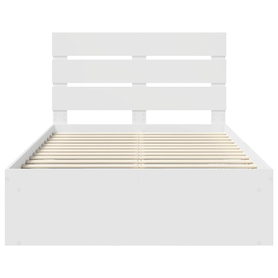 Bedframe met hoofdeinde Wit 120 x 190 cm Massief grenenhout