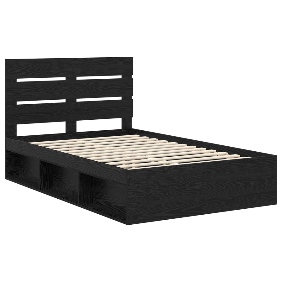 Bedframe met hoofdeinde Zwart 120 x 190 cm Massief grenenhout