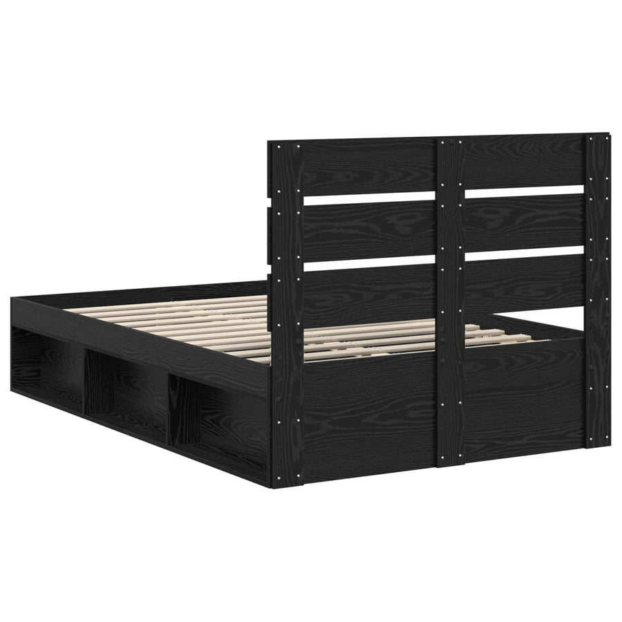 Bedframe met hoofdeinde Zwart 120 x 190 cm Massief grenenhout