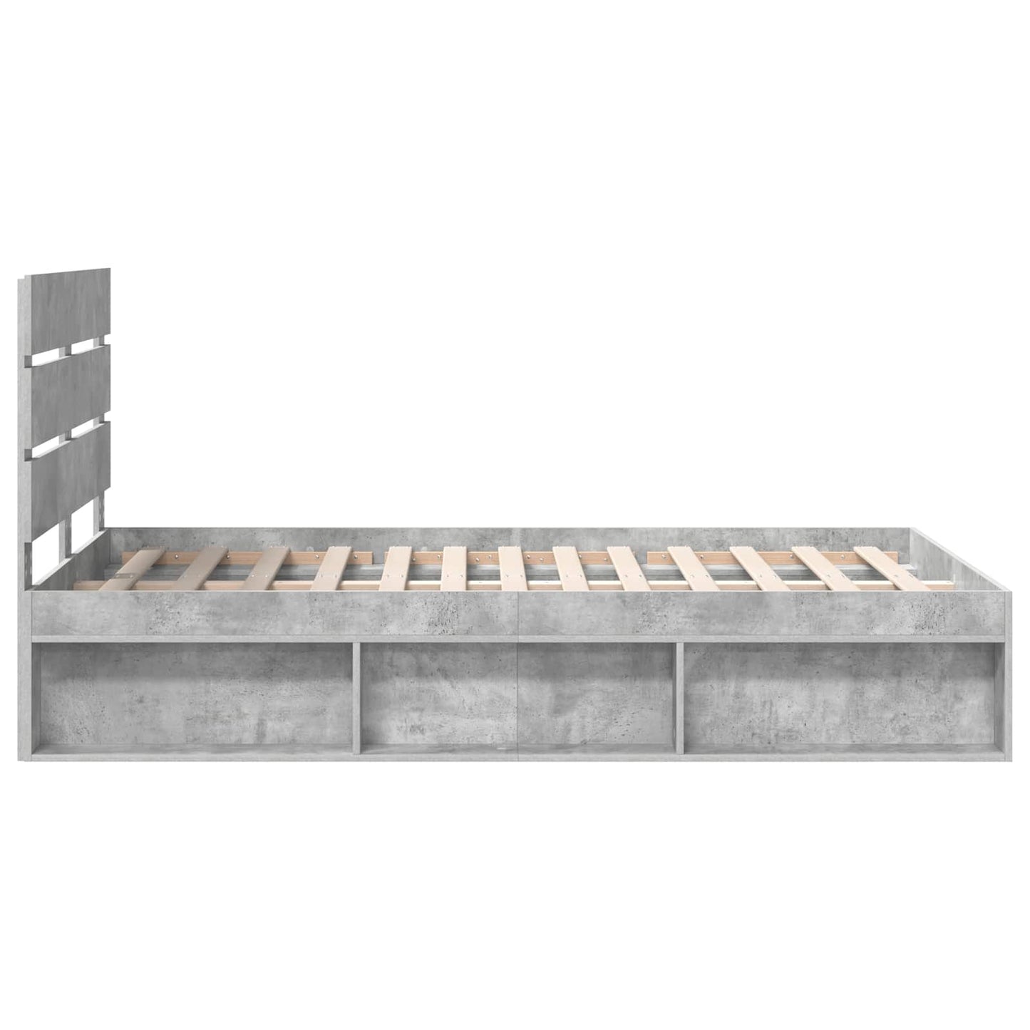 Bedframe met hoofdeinde Beton 120 x 190 cm Massief grenenhout