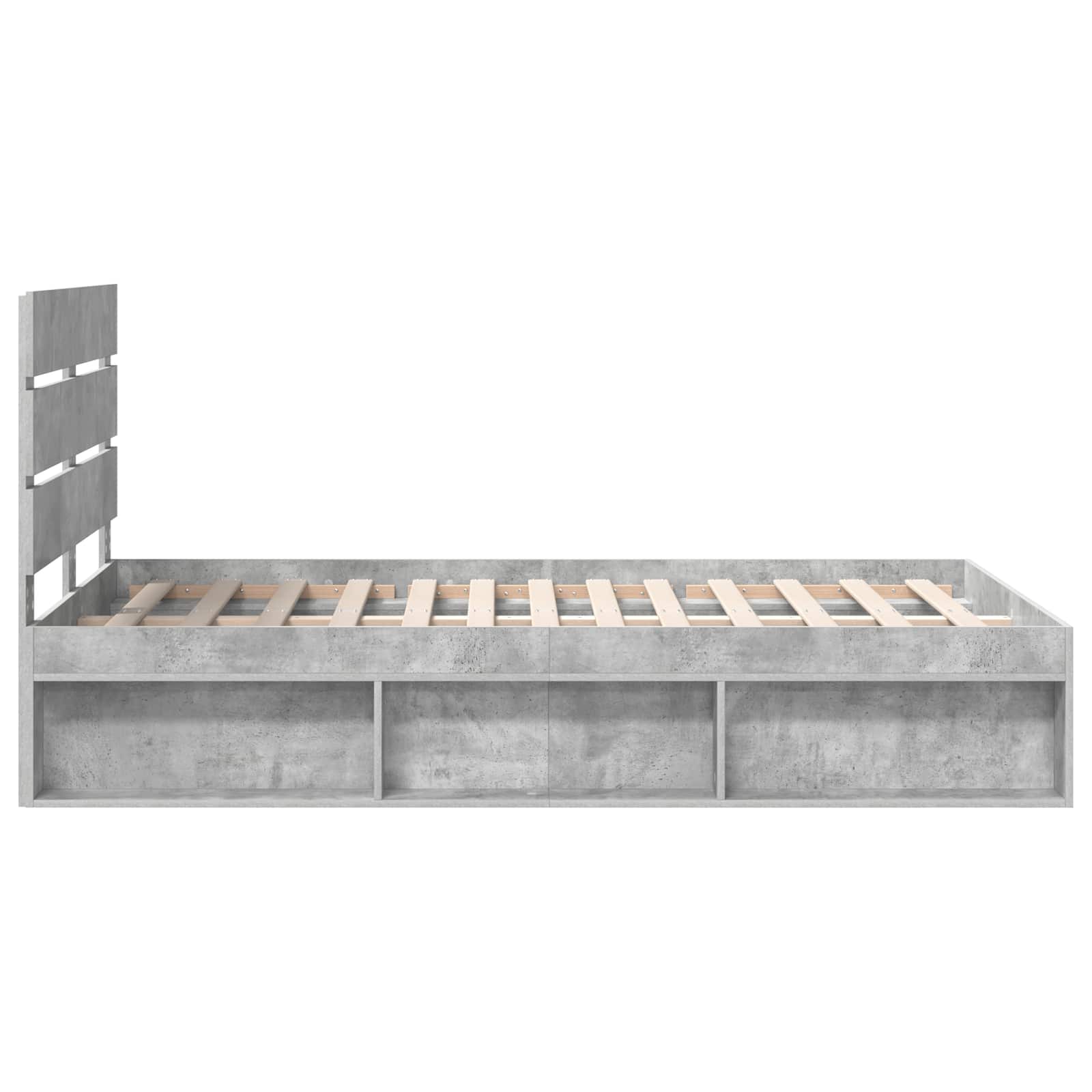 Bedframe met hoofdeinde Beton 120 x 190 cm Massief grenenhout