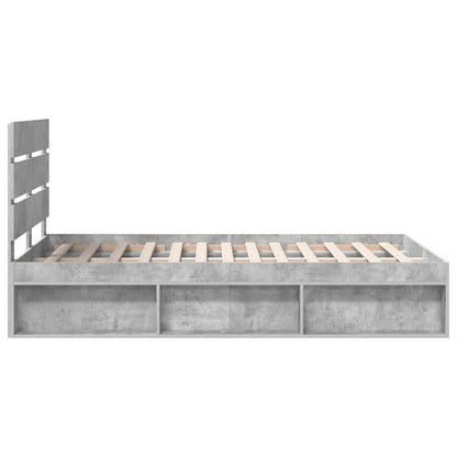 Bedframe met hoofdeinde Beton 120 x 190 cm Massief grenenhout