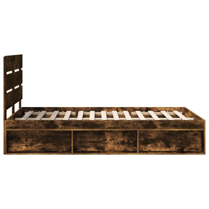 Bedframe Gerookt eiken 120 x 190 cm Massief grenenhout
