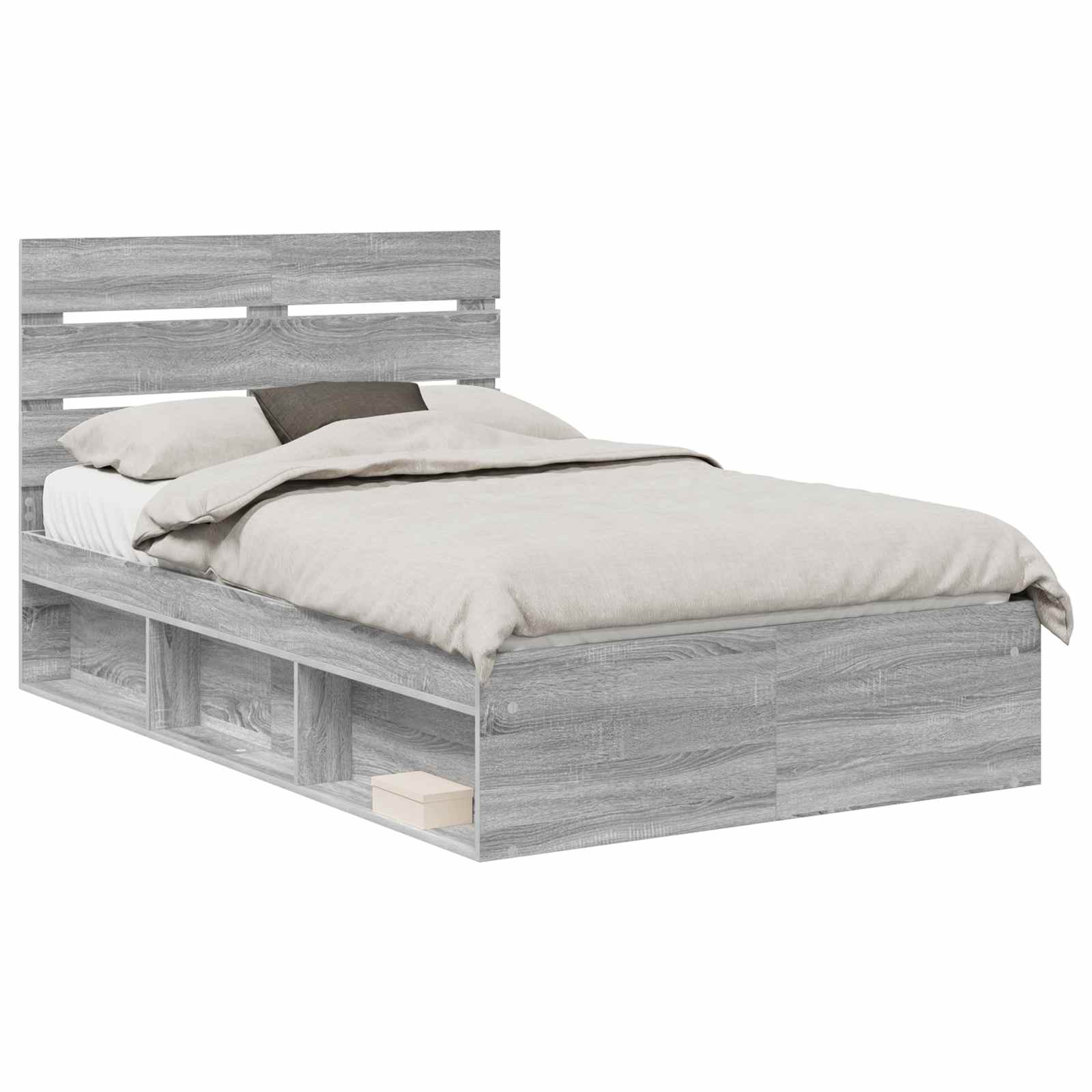 Bedframe Grijs Sonoma 120 x 190 cm Massief grenenhout