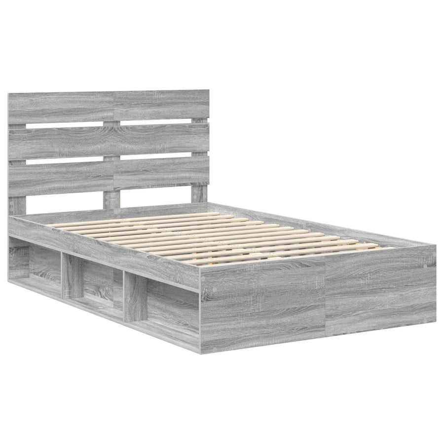 Bedframe Grijs Sonoma 120 x 190 cm Massief grenenhout