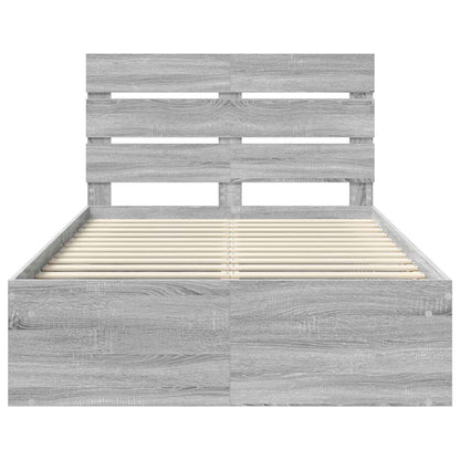 Bedframe Grijs Sonoma 120 x 190 cm Massief grenenhout