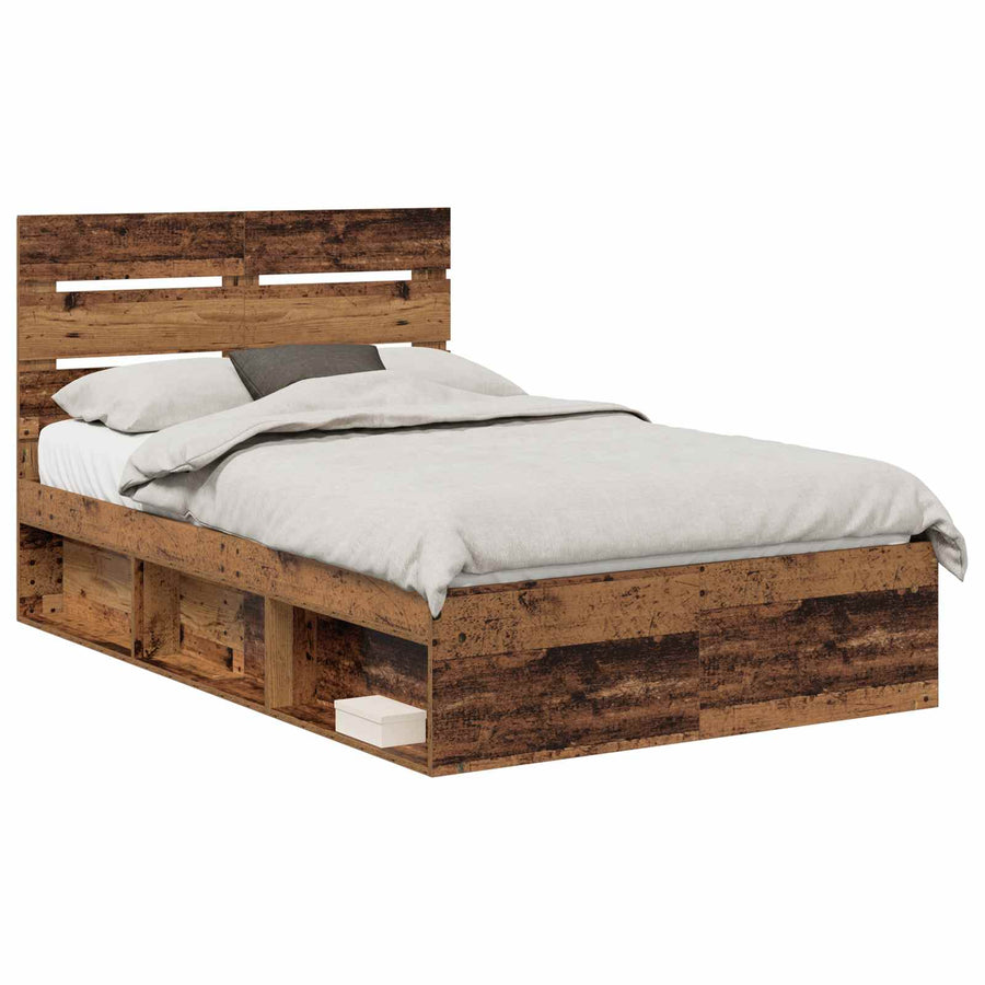 Bedframe met hoofdeinde Oudhout 120 x 190 cm Massief grenenhout