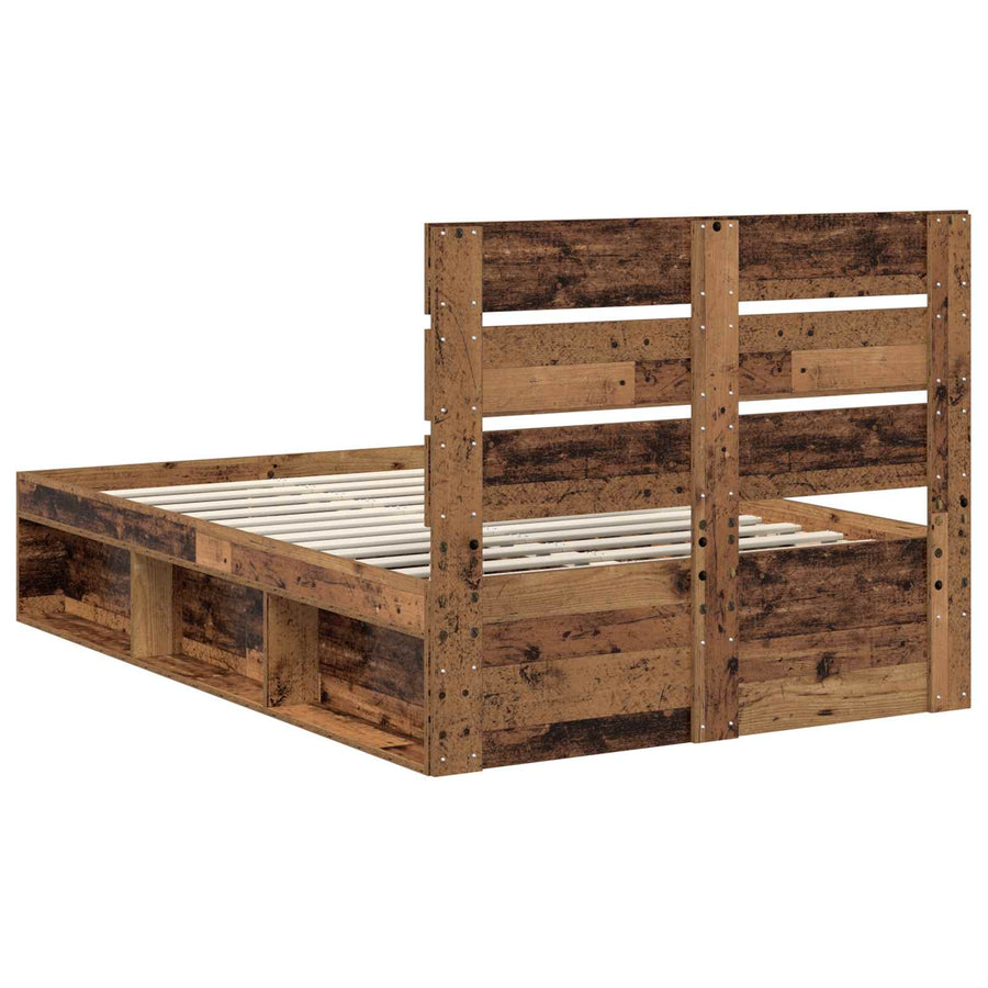 Bedframe met hoofdeinde Oudhout 120 x 190 cm Massief grenenhout