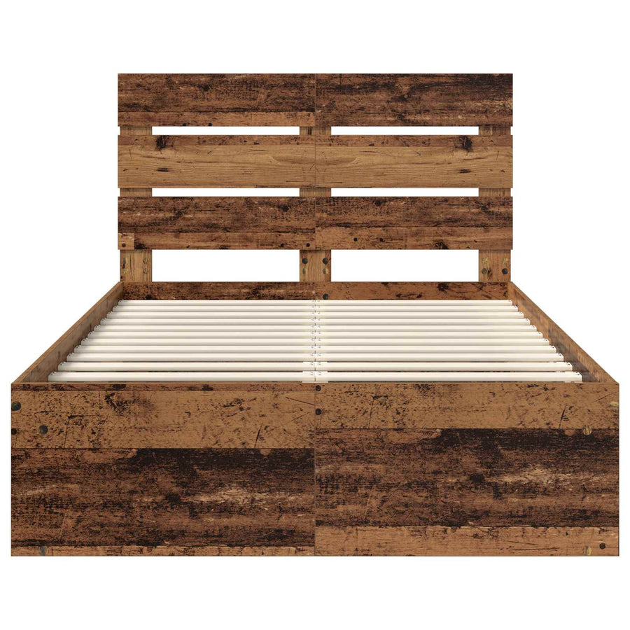 Bedframe met hoofdeinde Oudhout 120 x 190 cm Massief grenenhout
