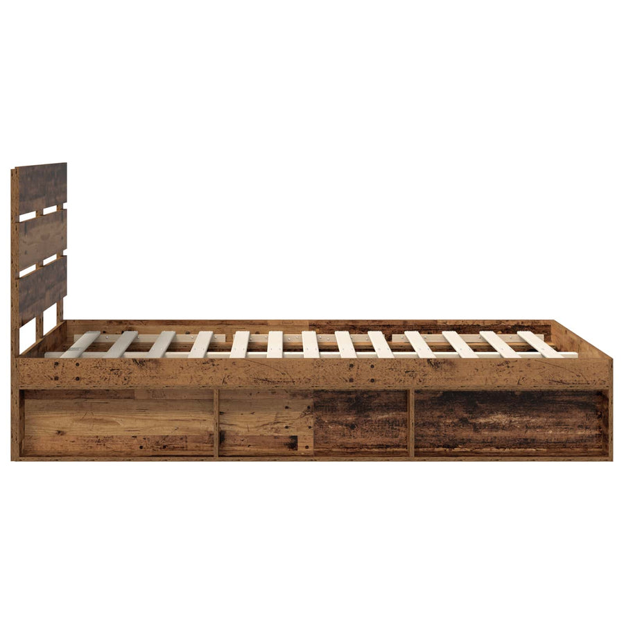 Bedframe met hoofdeinde Oudhout 120 x 190 cm Massief grenenhout