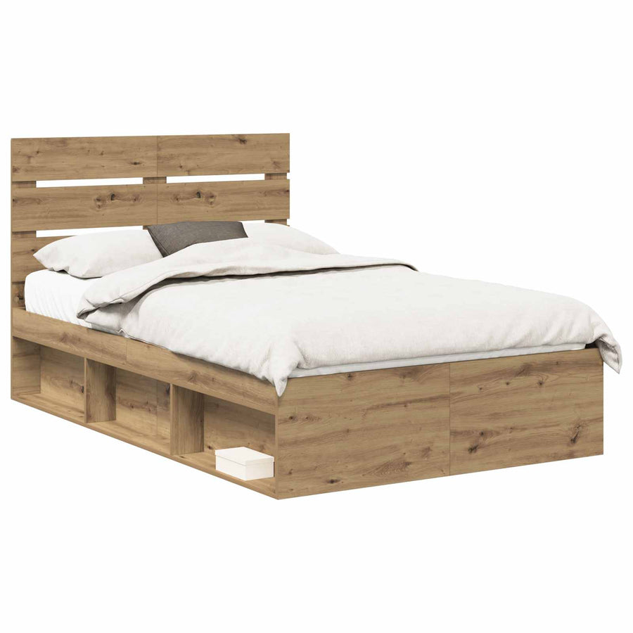 Bedframe Ambachtelijk eiken 120 x 190 cm Massief grenenhout