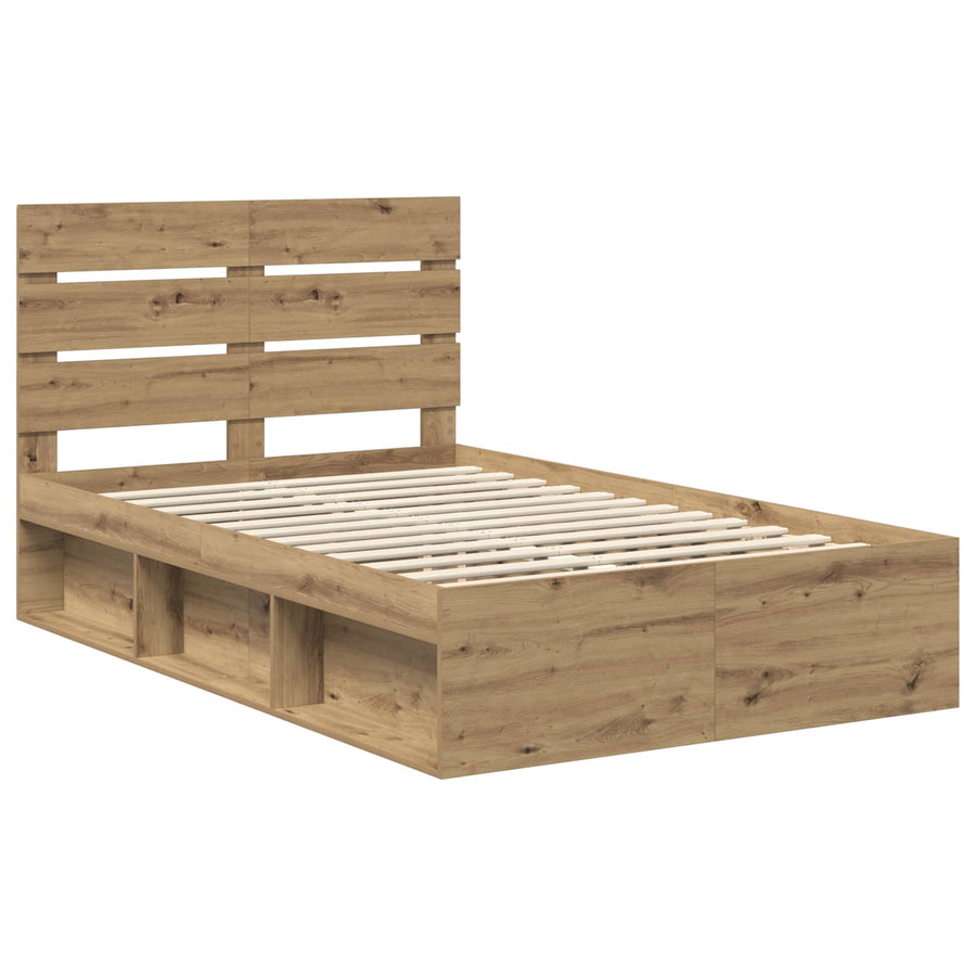 Bedframe Ambachtelijk eiken 120 x 190 cm Massief grenenhout
