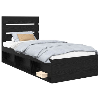 Bedframe met hoofdeinde Zwart 100 x 200 cm Massief grenenhout