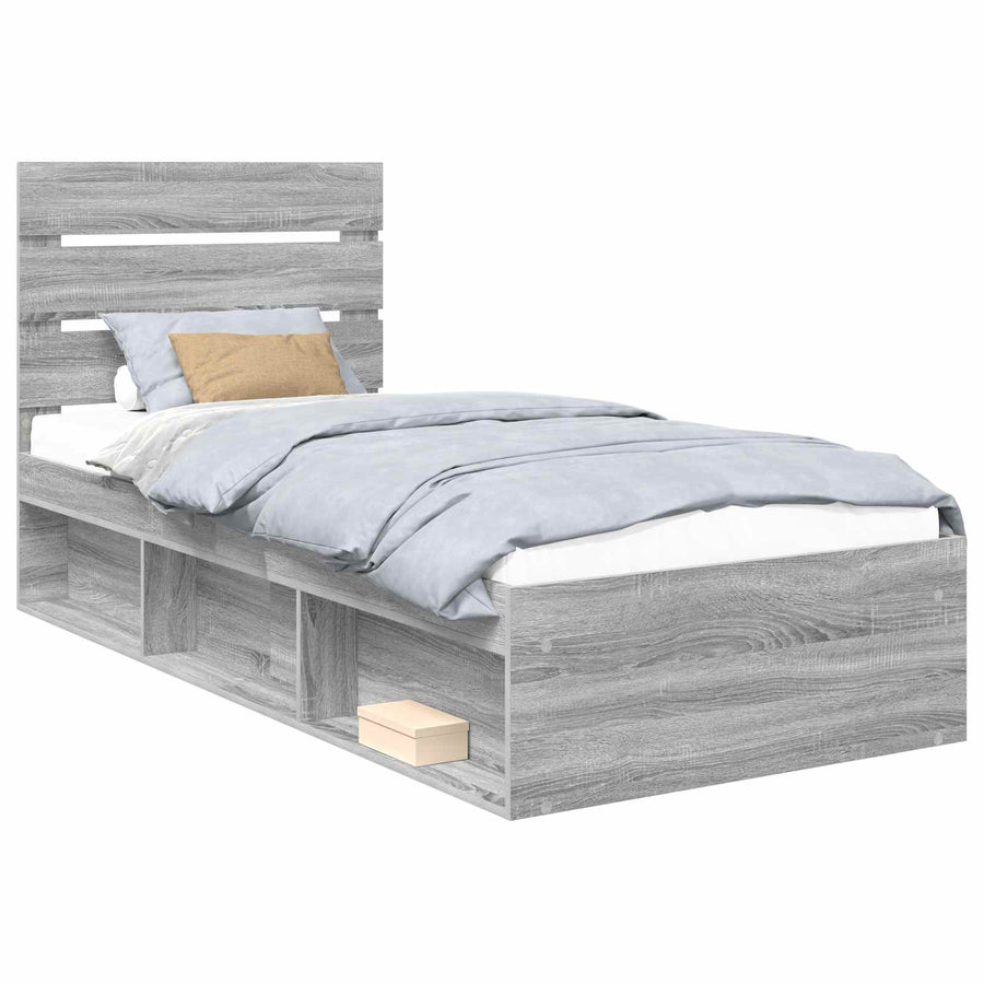 Bedframe Grijs Sonoma 100 x 200 cm Massief grenenhout